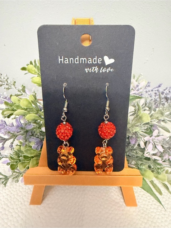 Danglies By Samantha Jewelry - Orange Gummy Bear earrings Handmade